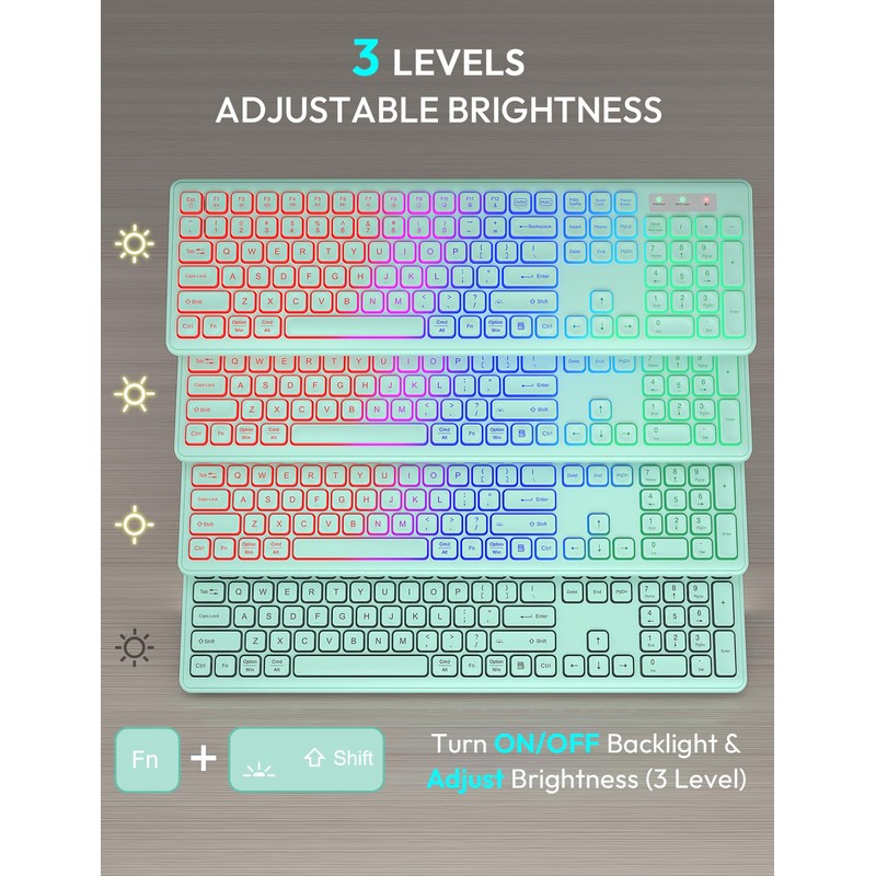 Wireless Keyboard and Mouse Combo - RGB Backlit, Rechargeable &