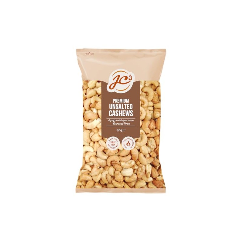 J.C.'s Quality Foods Unsalted Premium Cashews, 375g