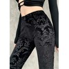 XKBHYD Women's Gothic Punk Velvet Pants Retro Print Black Pants