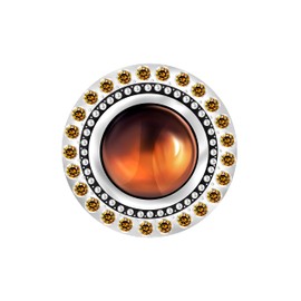 Andante Chunk Press Stud Charm with Eyes Brown For Chunk Bracelets, with Rings, with Key Ring and other with Accessories Includes Organza Pouch