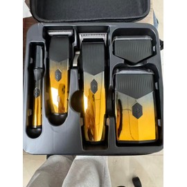 4 in 1 Hair Clippers for Men, Professional Hair Clippers, Beard Trimmer& Rechargeable Shaver Set, Metal T-Blade, LED Display, Barber Hair Cutting Kit for Men Grooming & Gifts, (Black) (Gold)