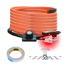 Cupohus Heat Tape for Water Pipes with Thermostat 30FT, Freeze Protection Self-Regulating Heat Trace Cable for Metal, Plastic Home Pipes, Roof and RV, 110-120V