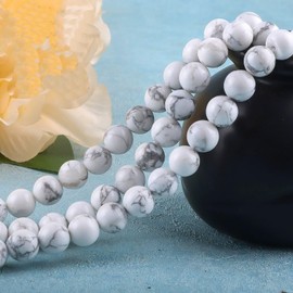 Gemstone Beads for Jewelry Making, Sold per Bag 5 Strands Inside, White Howlite 4mm