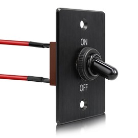 RVSPARK Toggle Switch 12V with Aluminum Mounting Plate Pre-soldered 14AWG Leads 20A 2 Pin SPST ON OFF Toggle Switch with Weather-resistant Boot Cover for Marine Boat RV Trailer Truck Automotive (1Pcs)