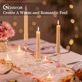 Portavelas de cristal Glasseaming: juego de 3 portavelas cónicos transparentes para velas cónicas, portavelas decorativas, para centro de mesa, bodas, fiestas, decoraciones de Navidad