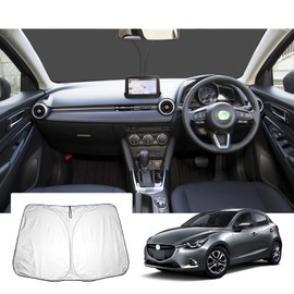 [GAFAT] Mazda MAZDA2 DJ Series 2019 Model ~ Current Demio New Model Mazda 2 Exclusive Car Sun Shade for Windshield dj Demio Sun Shade UV Protection, Folding, Mazda2 Accessories, Light Blocking,