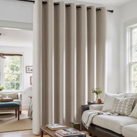 jinchan Blackout Curtain 84 Inch Length Beige Curtain for Bedroom Living Room Drape 1 Panel Greyish Beige Texture Grommet Top Window Treatment 84 Inches Wide by 84 Inches Long
