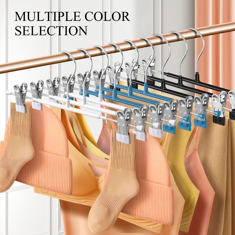 14 Inch Heavy Duty Pants Skirt Hangers with Clips, Black,