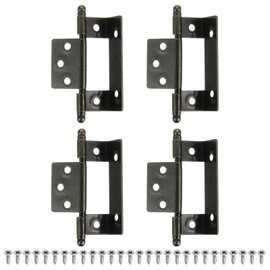 sourcing map 4Pcs Cabinet Hinges Full Inset, 3.4x0.7Inch Partial Wrap Long Axis Tip Hinge Vintage Semi-Wraparound Cover Cabinet Furniture Hinge with Screws, Bronze