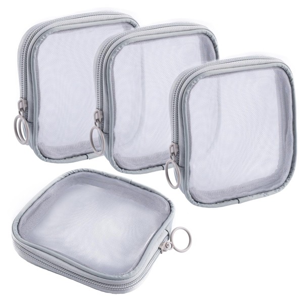 ANNASAMDO 4 Stück Mesh Kosmetiktasche Netz Durchsichtige Make Up Tasche