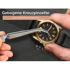 Cross Tweezers Precision Mechanic Fine Curved Tweezers Soldering Tweezers 15 cm Pointed Tweezers Without Inner Teeth