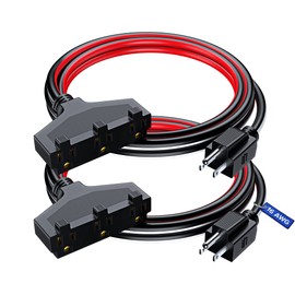 Extension Cord 6 ft, (2-Pack) SJTW Extension Cord with Multiple Outlets, 16 Gauge (Black, White and Red) ETL Listed