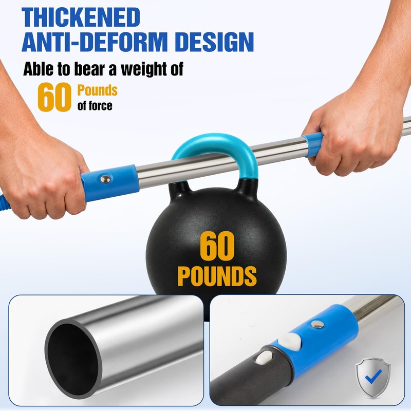 Window Cleaning Kit with Bucket, Squeegee, Scrubber & 80in Handle,