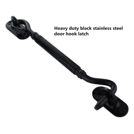 Runningfish Heavy Duty Copper Door Latch gate latches Rustic Design Cabin Hook Latch Door Lock (Black 6")