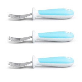 Munchkin® Raise™ Toddler Fork Set, 3 Pack, Stainless Steel, Plastic, Adorable Pink Toddler Utensils Forks: Munchkin’s 3-Piece Set for Happy Mealtimes! (Blue)