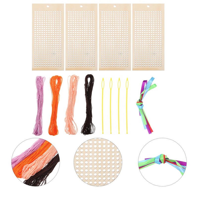 DOITOOL 1 Set Wooden Cross Stitch Bookmarks DIY Embroidery Kit