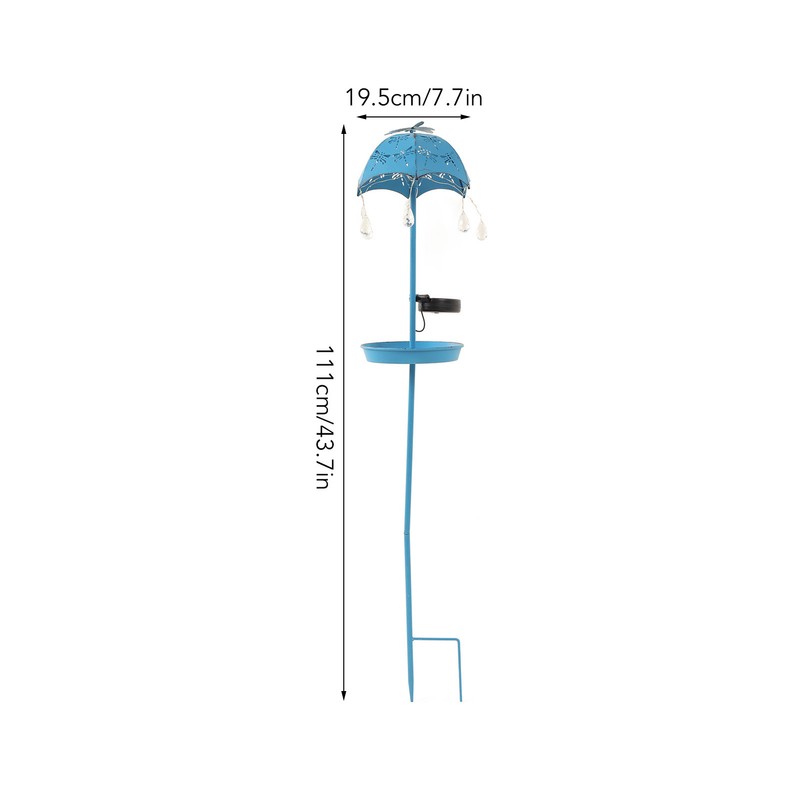 Solar Bird Feeder LED Floor Lamp with Feeding Tray Umbrella