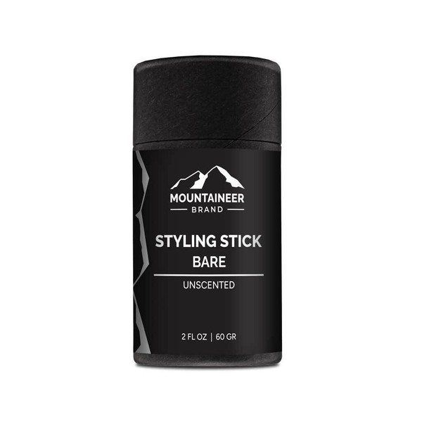 Mountaineer Brand Styling Stick | 100% Natural Beard Conditioner for Men | Hydrate, Tame Wiry Hair | Firm Hold for Easy Styling | Unscented Scent 2oz