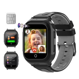 Wonlex Newest 4G Kids Smartwatch with SIM Card, 1.4" GPS Smart Watch for Kids, Boys Girls Phone Watch With Temperature HR BP Monitor, Video Calls, SOS, Camera, Pedometer, Alarm, Music Player(Black)