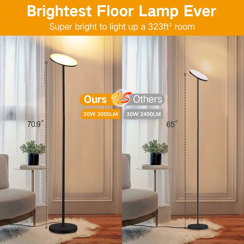 OUTON Floor Lamp, 30W/3000LM LED Modern Torchiere Sky Lamp, Super
