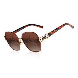 KINGSEVEN Polarized Sunglasses for Women Vintage Elegant Large Butterfly Sun glasses UV400 Protection K7898-B2 (K7898-B2-Brown)