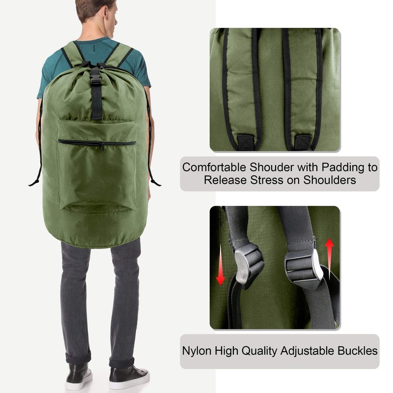 BeeGreen Moss Green Laundry Backpack Bag w Adjustable Shoulder Straps