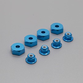 RCAWD Aluminum 12mm Wheel hex Adapter (4P) & M4 wheel nuts (4P) for Traxxas Slash 4X4 Stampede 1/10 4WD RC Car,Replace Part 3654 1654 Upgrade Parts,Blue