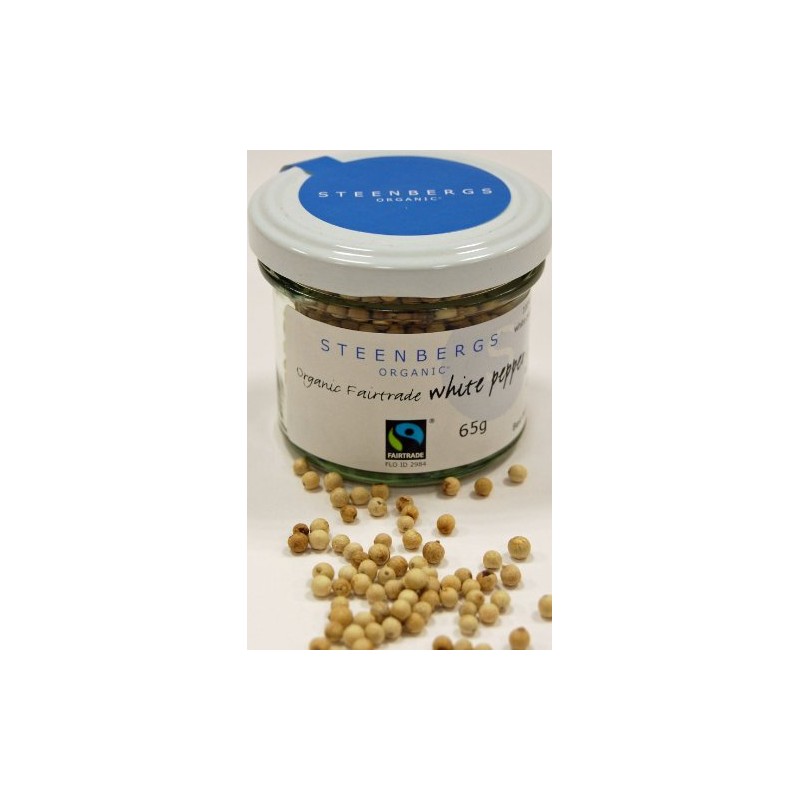 Steenbergs Organic Fairtrade White Peppercorns Standard Jar - 60g