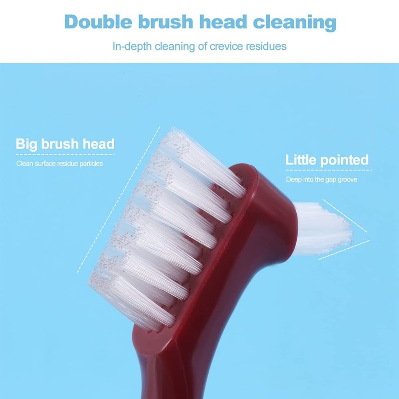 3 Pieces Hard Denture Brush Oral Care Double Sided Brush