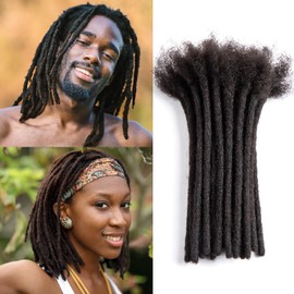 Originea Dreadlock Human Hair Extensions for Women/Men, 0.6 cm Thick, Unprocessed Human Hair, Black (8 Inches, 30 Pieces)