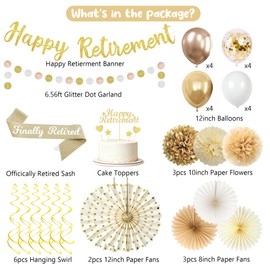 Retirement Party Decorations for Men Women, Gold Happy Retirement Banner Finally Retired Party Supplies for Retirement Farewell Party Decorations