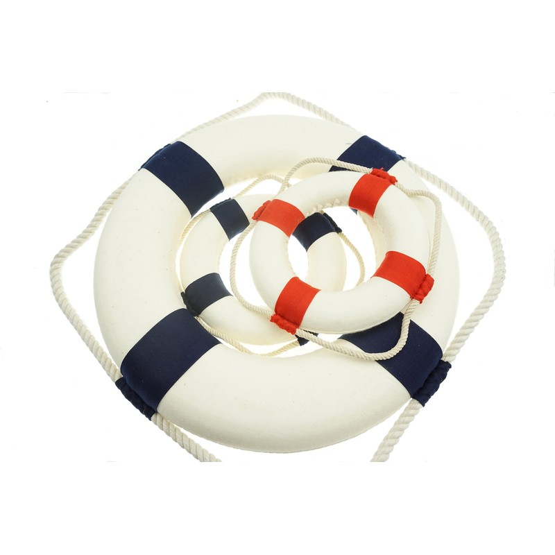 Bilipala 3Pcs Cloth Life Ring Buoy, Home Wall Nautical Decor,