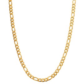 DVRK Men's Figaro Chain 5mm Stainless Steel 18K Gold Plated Figaro Chain Gold Chain Waterproof Cadena Figaro de 50cm x 5mm Gold Plated No Gemstone, Gold, No Gemstone