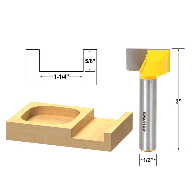 YONICO 14975 1-1/4-Inch Diameter Bottom Cleaning Router Bit 1/2-Inch Shank