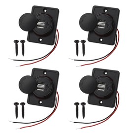 Pack of 4 2 USB Port Car Charger Adapter 12 V - 24 V Socket Car Dual USB Port Charger Plug Socket with LED for Motorcycle Car Boat ATV UTV Motorhome Motorhome