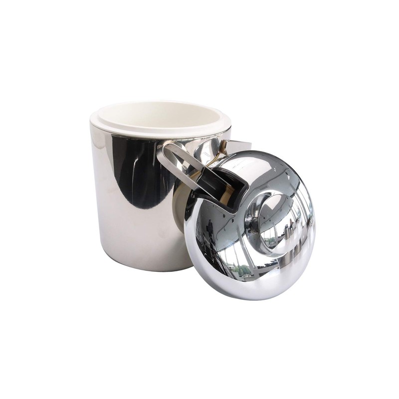 APS Ice Bucket Set with Tongs, Stainless Steel, Silver, 14