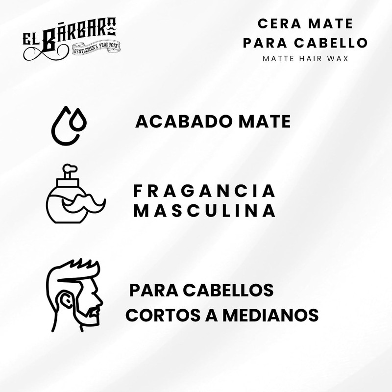 Cera Mate Para Cabello 120g - EL BÁRBARO - Cera