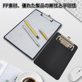 Clipboard Plastic Mini Document Organizer Message Clip Binder Notepad Storage Office Supplies Pocket Size 10 x 15cm Portable (Black + White)
