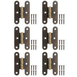 FUXXER® - Antique Hinges Metal Hinges Iron Hinges Classic Design for Cupboard Doors Chests Boxes Vintage Country House Retro Style Bronze Set of 6