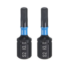 HARFINGTON 2pcs H3.0 Hex Screwdriver Bit 1/4" Hex Shank 25mm/1" Length Magnetic Hexagon Head Hex Bits S2 Steel Screw Driver Bit Industrial Grade Electric Drill Bits