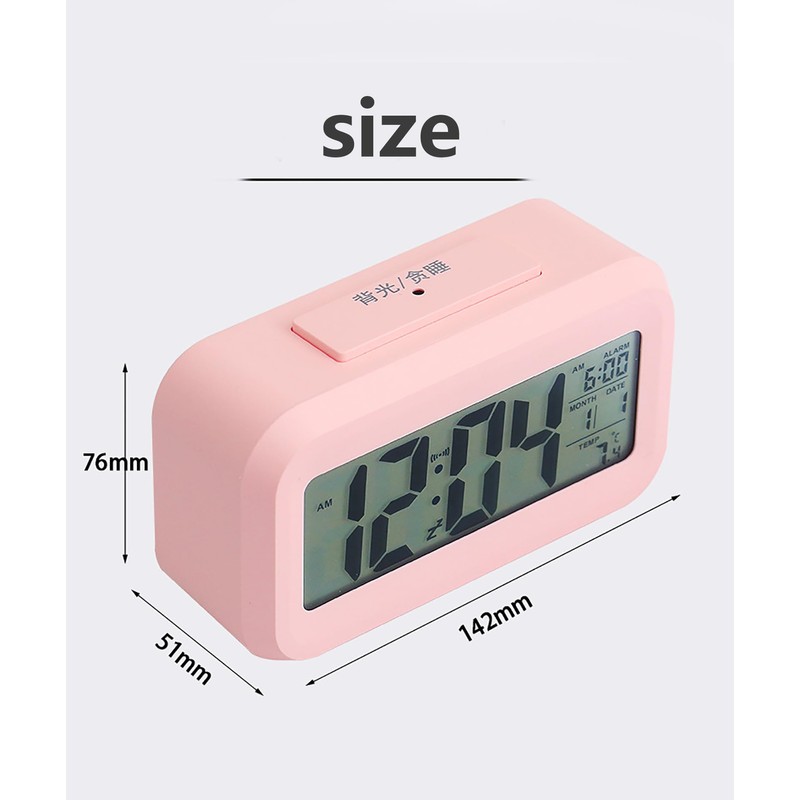 WANGCL 12/24 Stunden Digitaler Wecker Nachttischuhr mit Hintergrundbeleuchtung LCD-Display Datumskalender