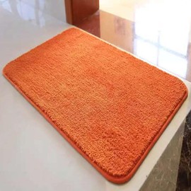 Reyox Bathroom Rug, Non-Slip, Water-Absorbent Bath Mat, Soft Fluffy Bath Mat, Doormat for Living Room, Bedroom, Bathroom, Orange, 40 x 60 cm
