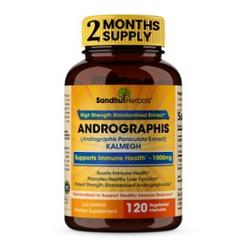 SANDHUHERBALS Andrographis Paniculata Kalmegh for Immune and Liver Health Support| 120 Vegetarian Capsules, 2 Months Supply| Ayurvedic Herbal Vegetarian Supplement Complex