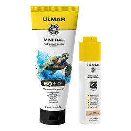 ULMAR Kit Protector Solar Mineral facial color matificante y corporal spf/fps 50 UVA UVB alto espectro 100% natural hipoalergénico biodegradable 250 ML 2 piezas