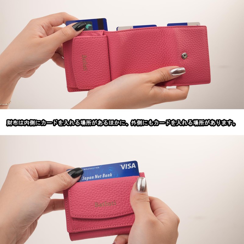 BATLUTI Women's Mini Wallet, Trifold Wallet, Leather, Coin Pocket, Lightweight,
