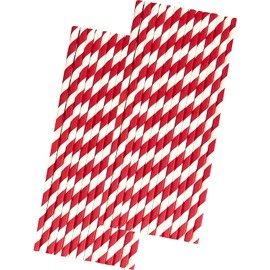 Valentine Stripe Paper Straws - Red and White Straws - 7.75 Inches - 50 Pack - Outside the Box Papers Brand