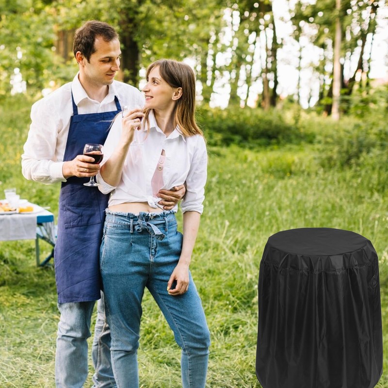 Totority Small Round BBQ Grill Cover Heavy Duty Weatherproof Cover