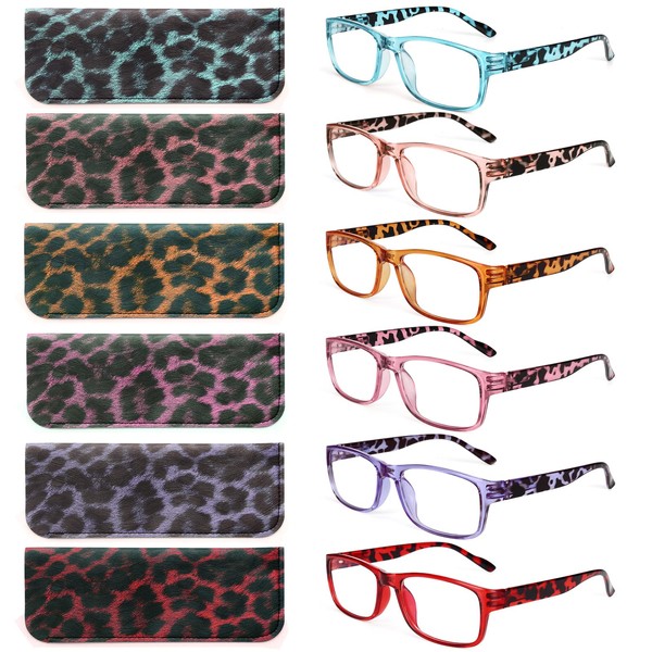 BLS BLUES-Gafas de lectura para mujer con bloqueo de luz azul, lectores elegantes, antitensión ocular/anteojos para migraña, 6 paquetes/estuche (Mix6 1.25)