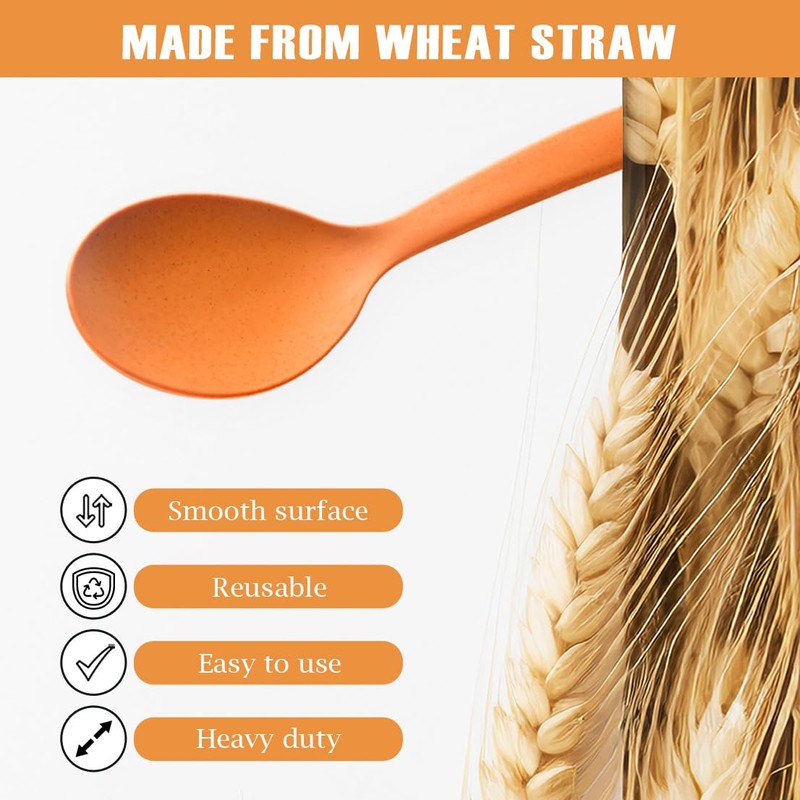Raypard 8 Pcs 10" Large Plastic Wheat Straw Serving Spoons
