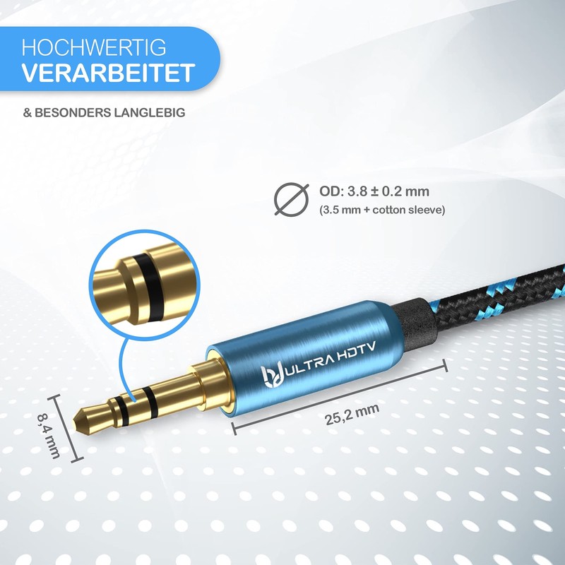 Ultra HDTV Premium Metal Adapter AUX Cable Audio Cable 3.5